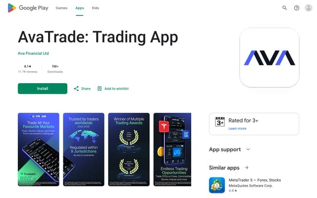 avatrade Google Play listing
