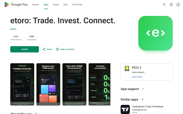 etoro Google Play listing