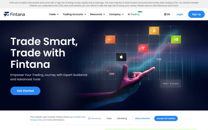 fintana website homepage