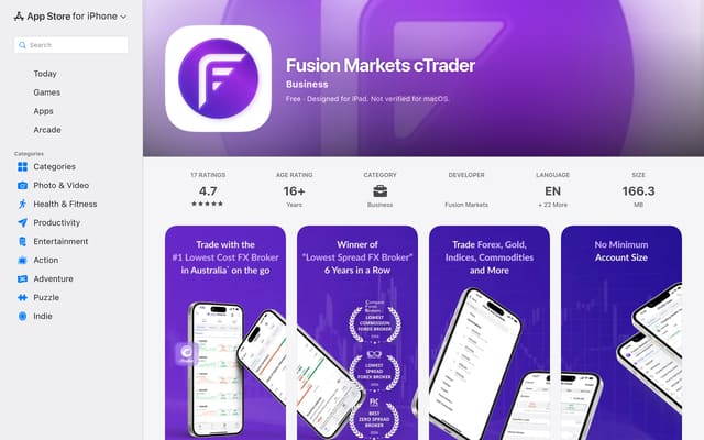 fusion-markets Apple App Store listing