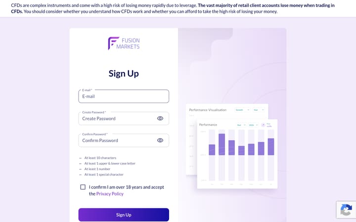 fusion-markets account opening step 1