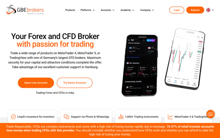 gbebrokers website homepage