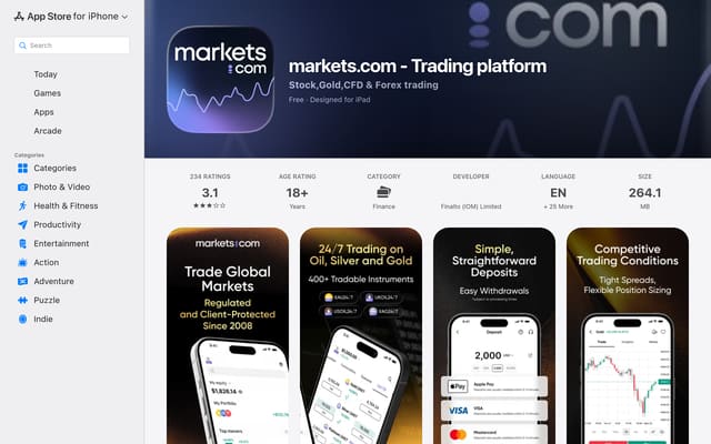 markets-com Apple App Store listing