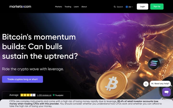 page d’accueil du site de markets-com