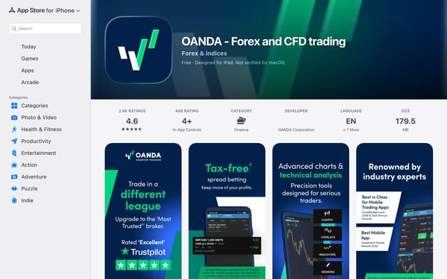 oanda Apple App Store listing