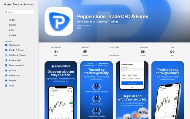 pepperstone Apple App Store listing