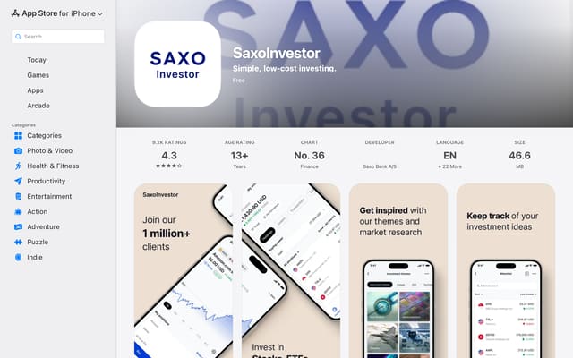 saxo Apple App Store listing