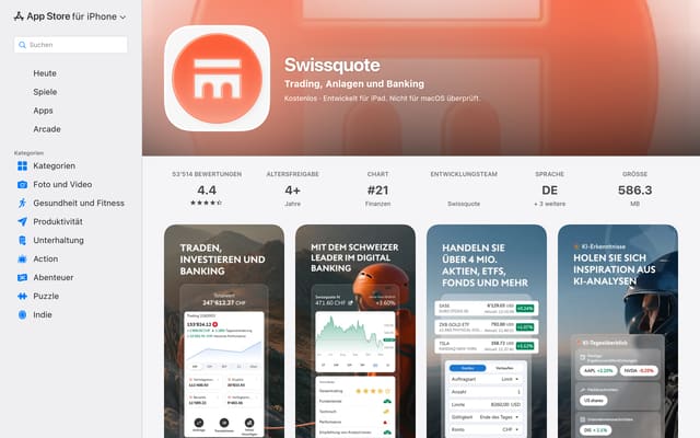 swissquote Apple App Store listing