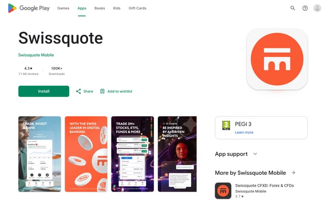 swissquote Google Play listing