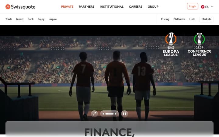 swissquote website homepage