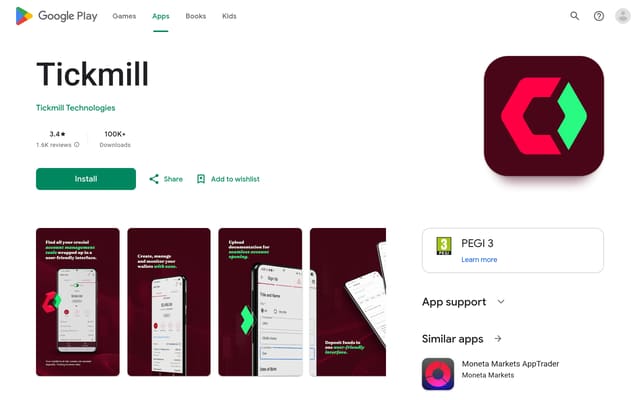 tickmill Google Play listing