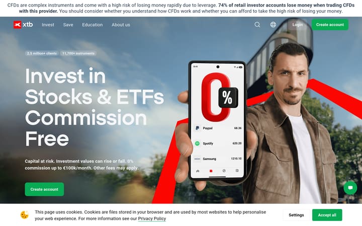 xtb website homepage